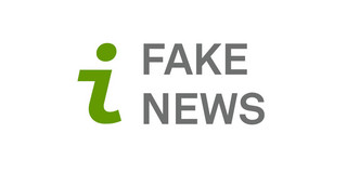 Fake News Logo Grünes i für Information, daneben steht Fake News
