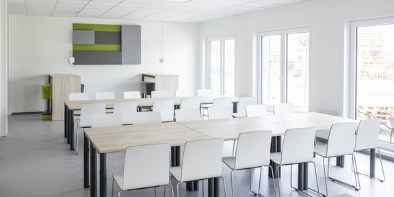 Desks and Chairs in a white study room