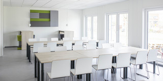 Desks and Chairs in a white study room