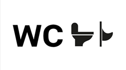 WC-Schild mit Toilette und Urinal