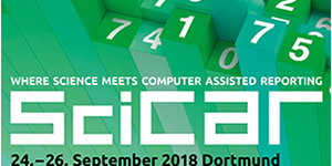 Logo SciCAR Logo der SciCAR-Konferenz: weiße und schwarze Schrift auf einem grünen Hintergrund mit Zahlen