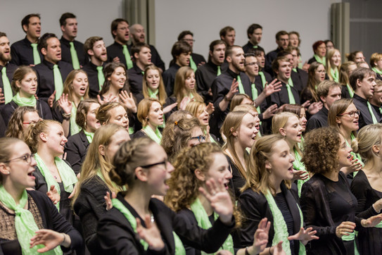 The university choir at a performance.