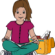 Grafik eines Mädchens mit Büchern und Tasche