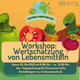 Das Logo des Workshops „Wertschätzung von Lebensmitteln“ zeigt die Zeichnung von verschiedenen Gemüsesorten, eine Weltkugel und Text.