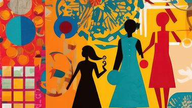 Illustration zeigt vielfältige Menschen in verschiedenen Farben und Formen, symbolisiert Diversität und Inklusion