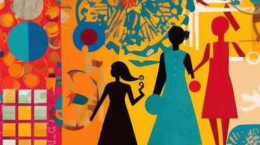 Illustration zeigt vielfältige Menschen in verschiedenen Farben und Formen, symbolisiert Diversität und Inklusion