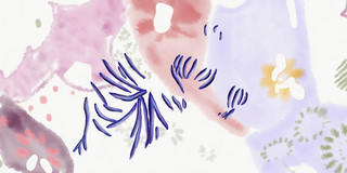 Tradigital Buntes Muster aus verschiedenen Farben und Strichen.