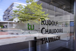 Schriftzug Rudolf-Chaudoire-Pavillon