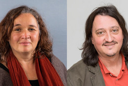 Dezember Montage zweier Porträts: Links ist das Porträt von Prof. Susanne Prediger und rechts ist das Porträt von Prof. Christoph Selter.