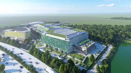 Eine Luftaufnahme des EUREF-Campus in Düsseldorf