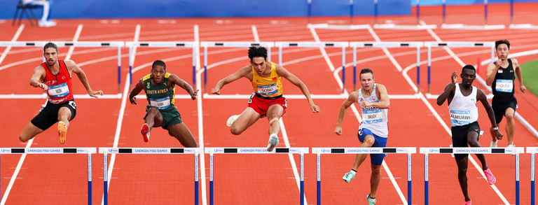110-Meter-Hürdenlauf der Männer bei den Chengdu World University Games