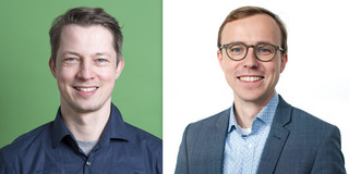 Portrait photos of two men.