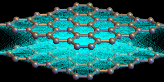 Foto: Grafische Darstellung eines wabenförmigen Atomnetzes