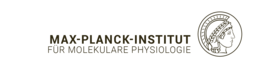 The logo of the MPI. Black letters and the illustration of a Roman general on a black background: Max Planck Institute of Molecular Physiology