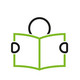 Das Logo der Initiative "Tuesdays for Education" zeigt eine skizzenhaft gezeichnete Person, die ein aufgeschlagenes Buch in den Händen hält.