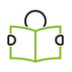 Das Logo der Initiative "Tuesdays for Education" zeigt eine skizzenhaft gezeichnete Person, die ein aufgeschlagenes Buch in den Händen hält.