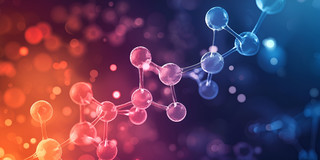 The picture shows a colorful graphic with connected spheres.