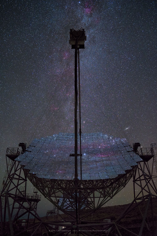 MAGIC telescope system The MAGIC telescope system observing the nova outburst.
