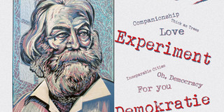 Whitman@200 Flyer mit Infos und einem Bild des Dichters Walt Whitman.