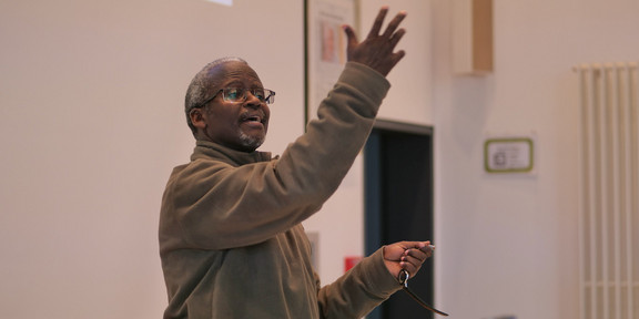 Prof. William Tayeebwa speaks at a panel.