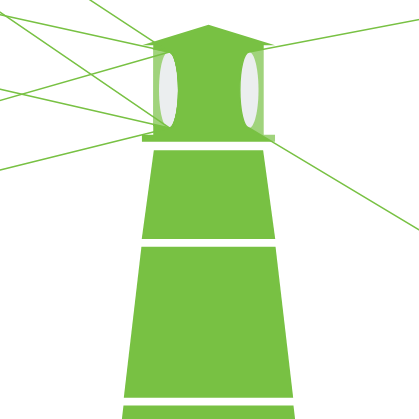 Grüner Leuchtturm mit der Aufschrift 'BEM' und dem Logo der Technischen Universität Dortmund