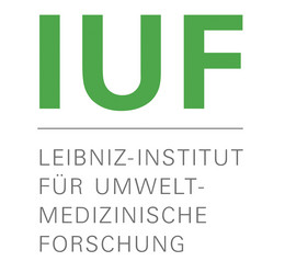 Graphic: The logo of the Leibniz Research Institute for Environmental Medicine (IUF) on a white background. At the top is "IUF" in bold green letters. Below the letters it shows the name of the institute in light gray.