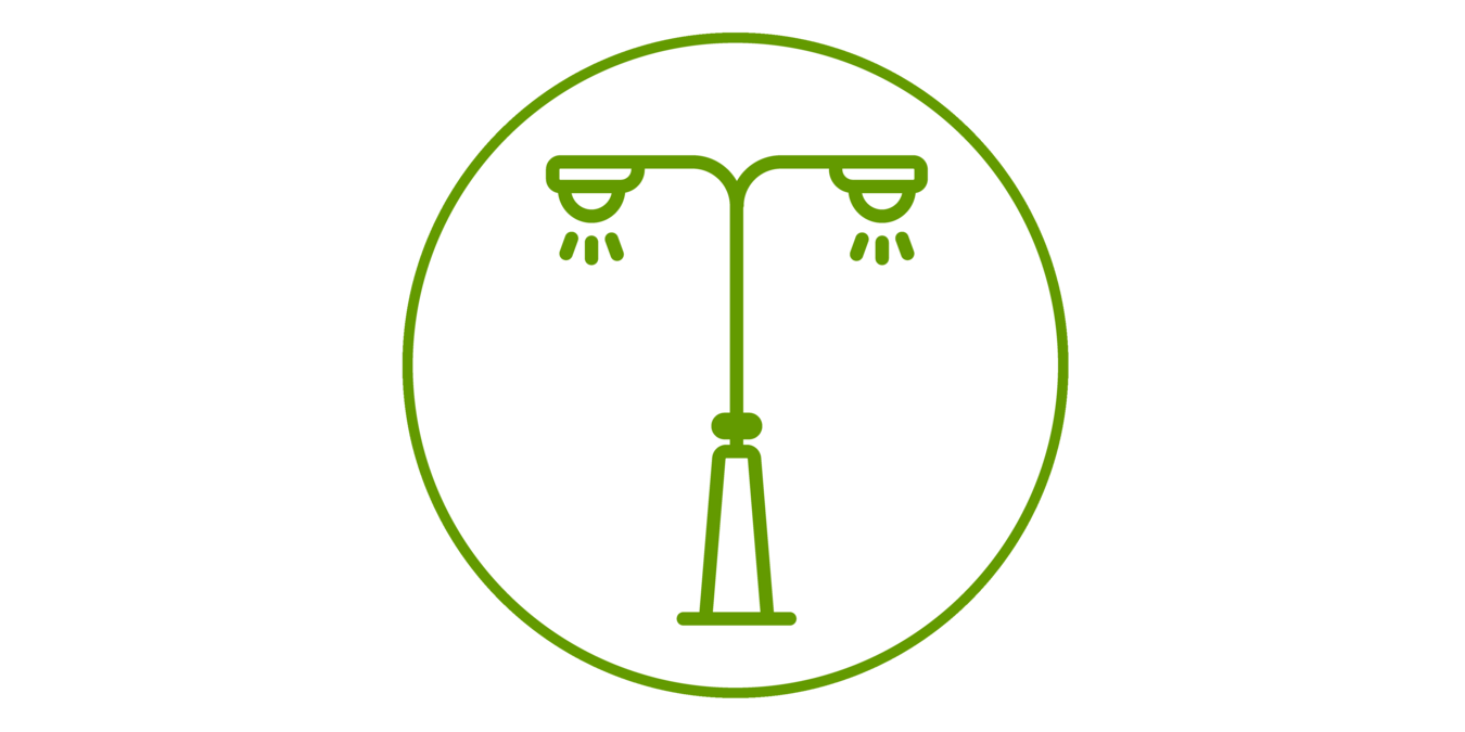 Green icon of a dimmed lantern, green bordered