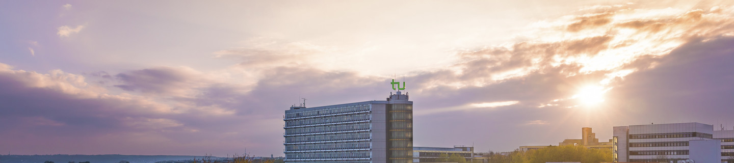View of the North Campus of TU Dortmund University at sunset