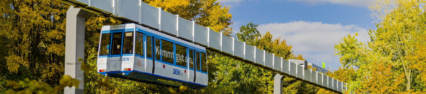 H-Bahn passing colorful trees
