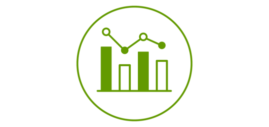 Energy data Green icon of a bar chart