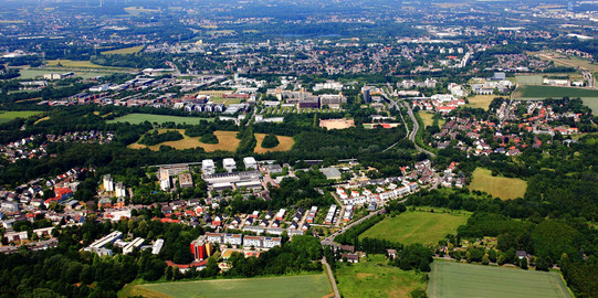 Das Bild zeigt den Campus Nord und Campus Sued von oben.