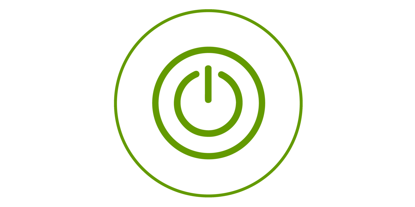 Grünes Icon eines Ein- und Ausschaltknopfs, grün umrandet