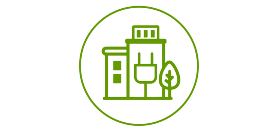 Green icon of a household, green bordered