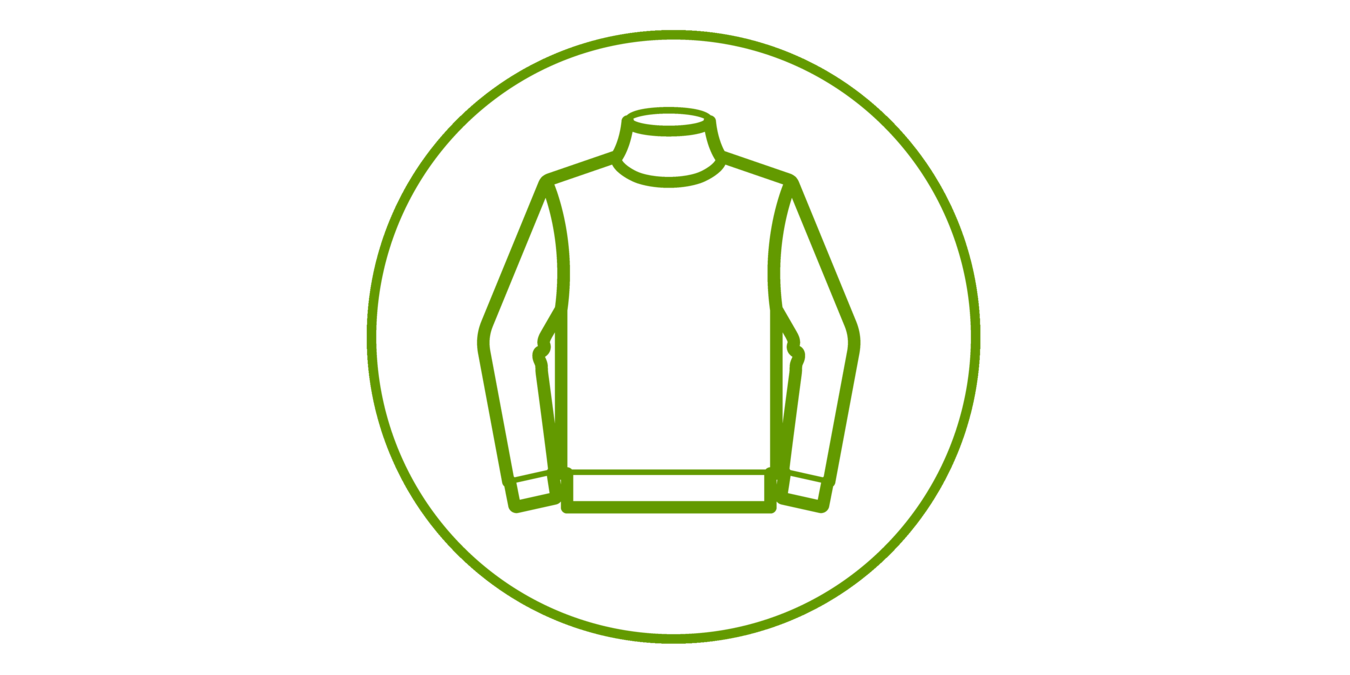 Green icon of a sweater, green bordered