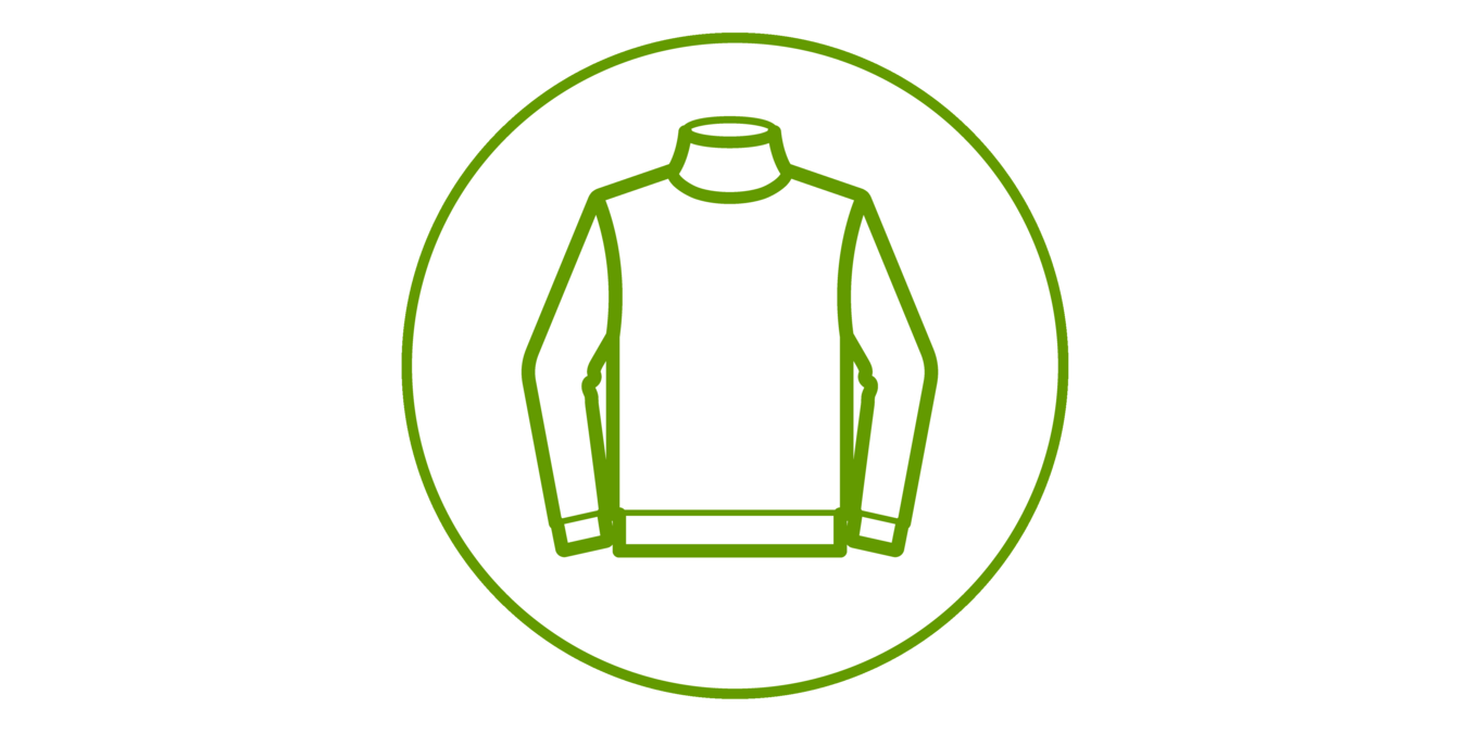 Grünes Icon eines Pullovers, grün umrandet