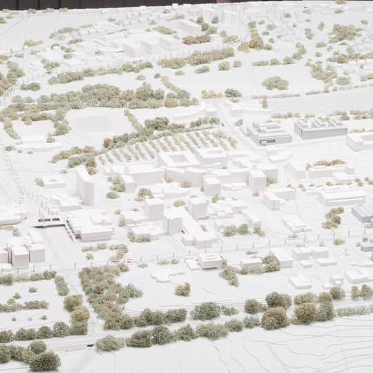 White Architectural model of Campus North of TU Dortmund University