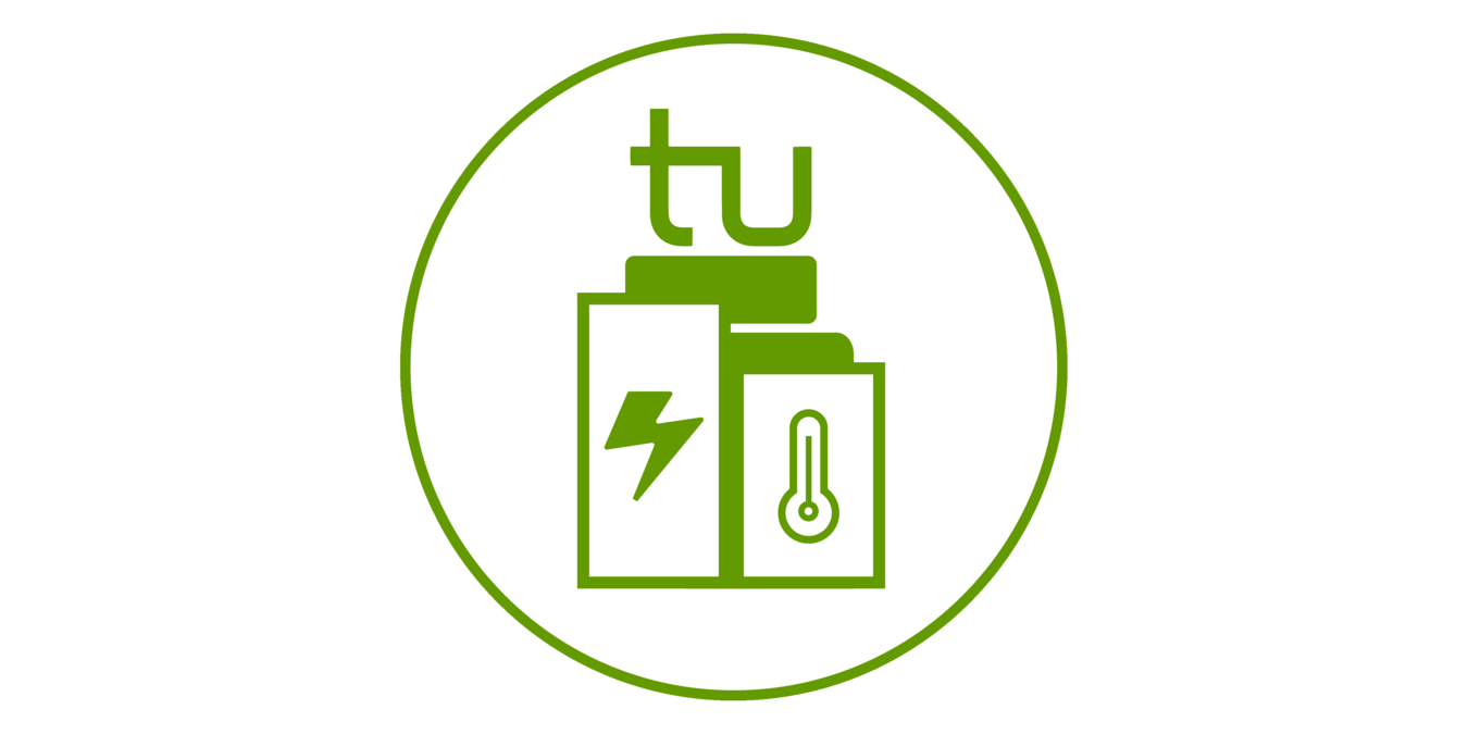 Icon des TU-Symbols, darunter ein Kasten mit einem Stromsymbol und ein Kasten mit einem Thermometer