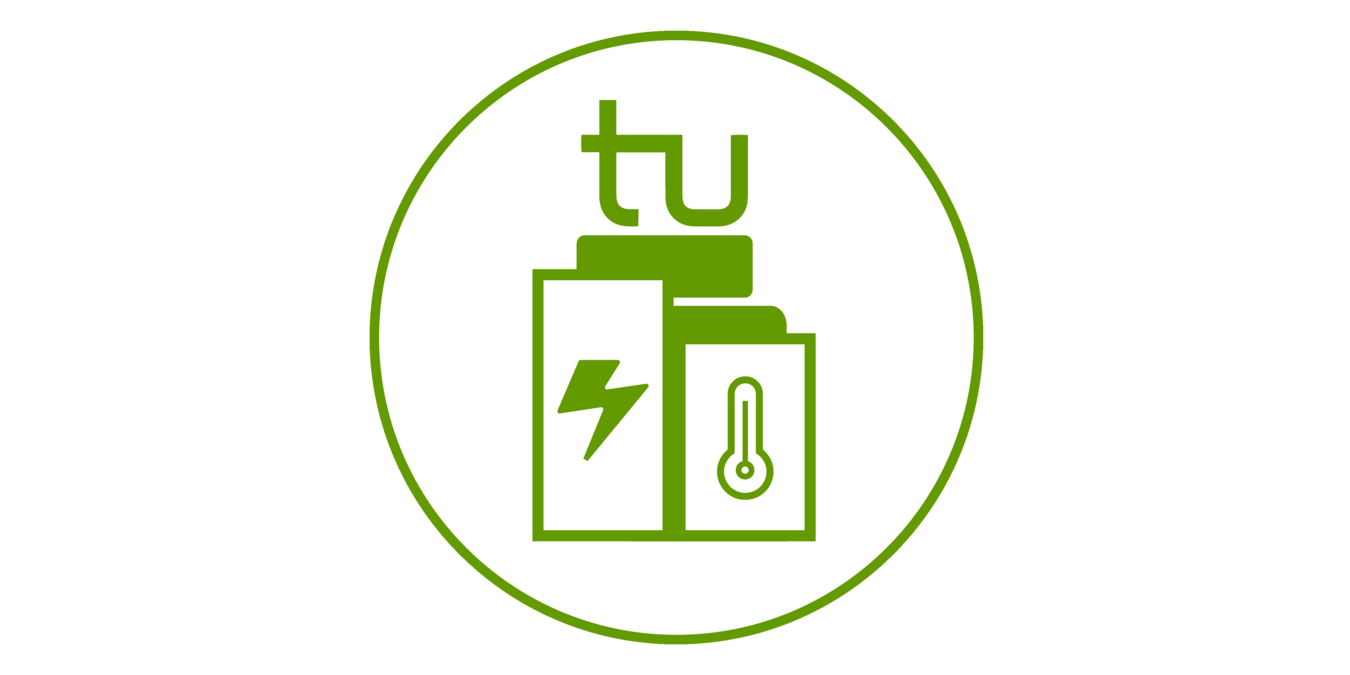  Icon des TU-Symbols, darunter ein Kasten mit einem Stromsymbol und ein Kasten mit einem Thermometer