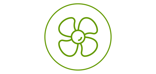 Grünes Icon eines Rotorblatts, grün umrandet