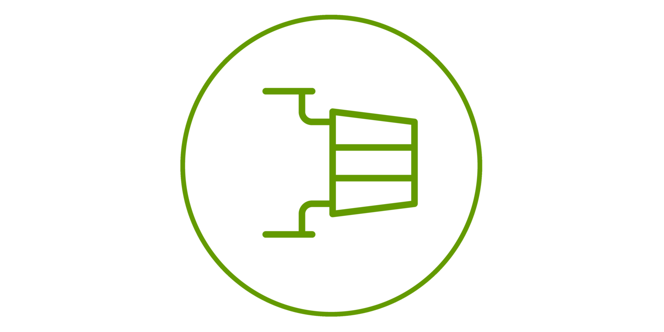 Green icon of a thermostat, green bordered