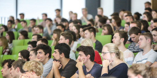 Students in lecture hall Students sitting in a lecture in the lecture hall.